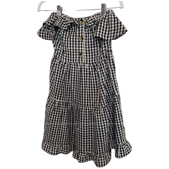 NEW ASOS DESIGN Bandaeau Tiered Mini Sundress in Mono Gingham. Size 4 - Picture 1 of 16